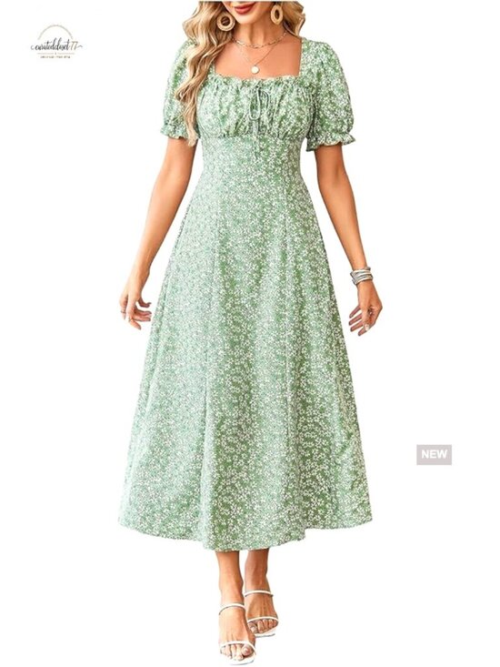 Dresses & Skirts - Size S Flowy Maxi Dress Ruched Bust Puff Sleeve Summer Wedding Guest